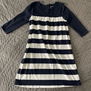 GAP Kids Dress Navy White Stripes Long Sleeve 100% Cotton Sz 5 Years Nautical